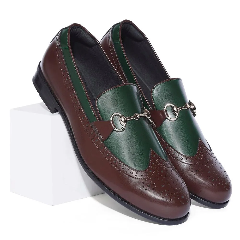 Boleni - Green Tan Horsebit Loafers