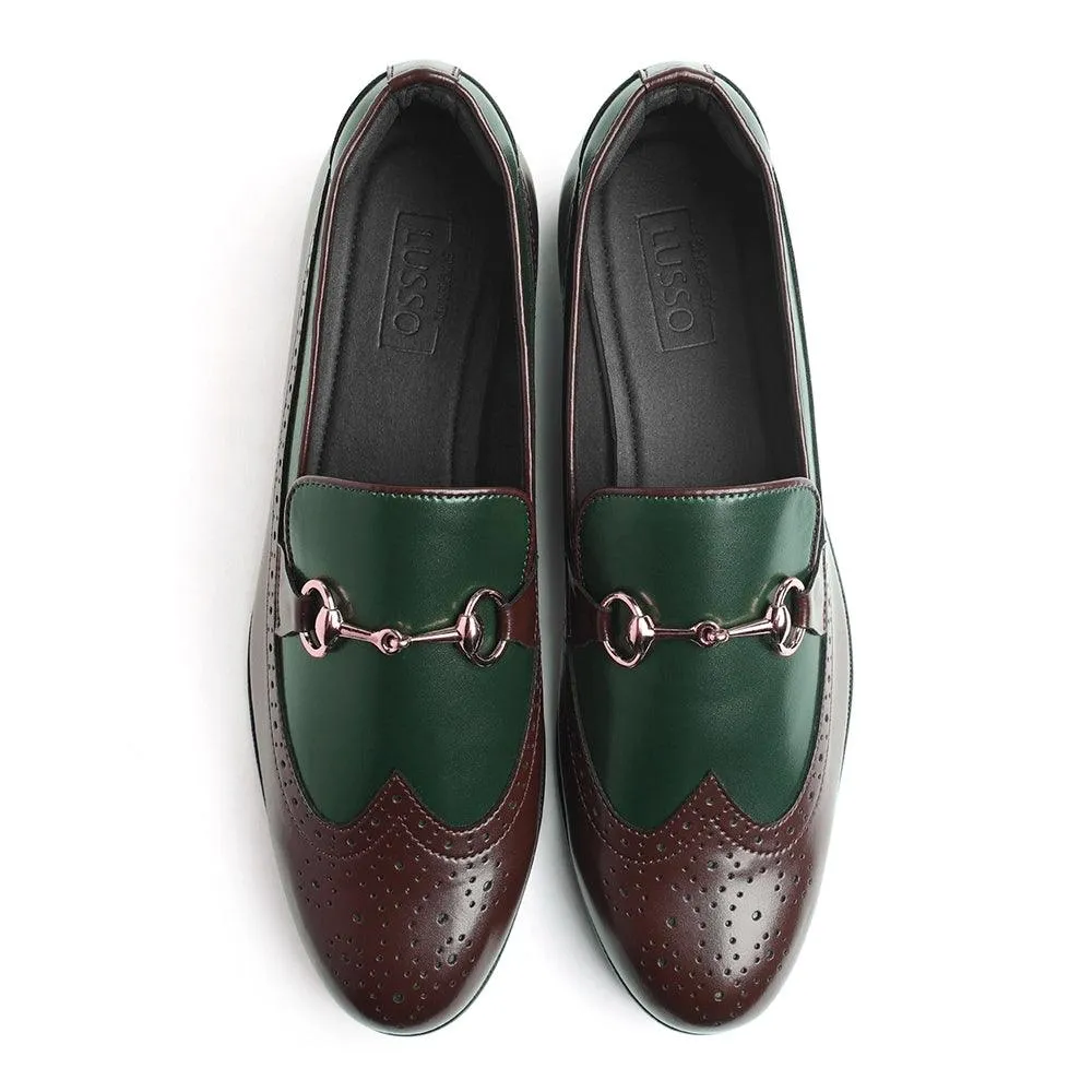 Boleni - Green Tan Horsebit Loafers