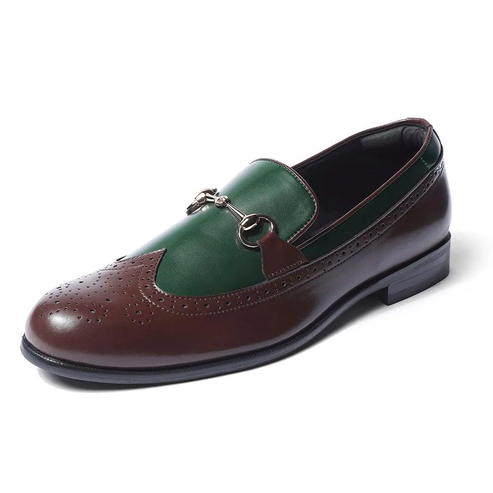 Boleni - Green Tan Horsebit Loafers