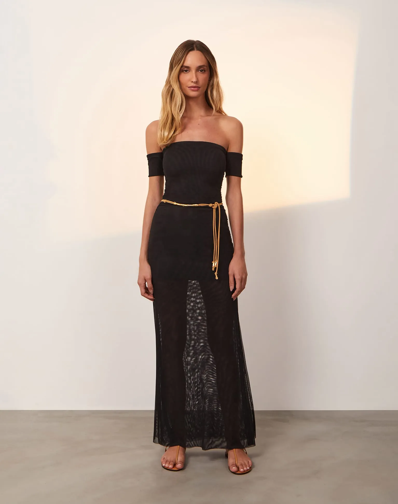 Brine Detail Long Dress - Black