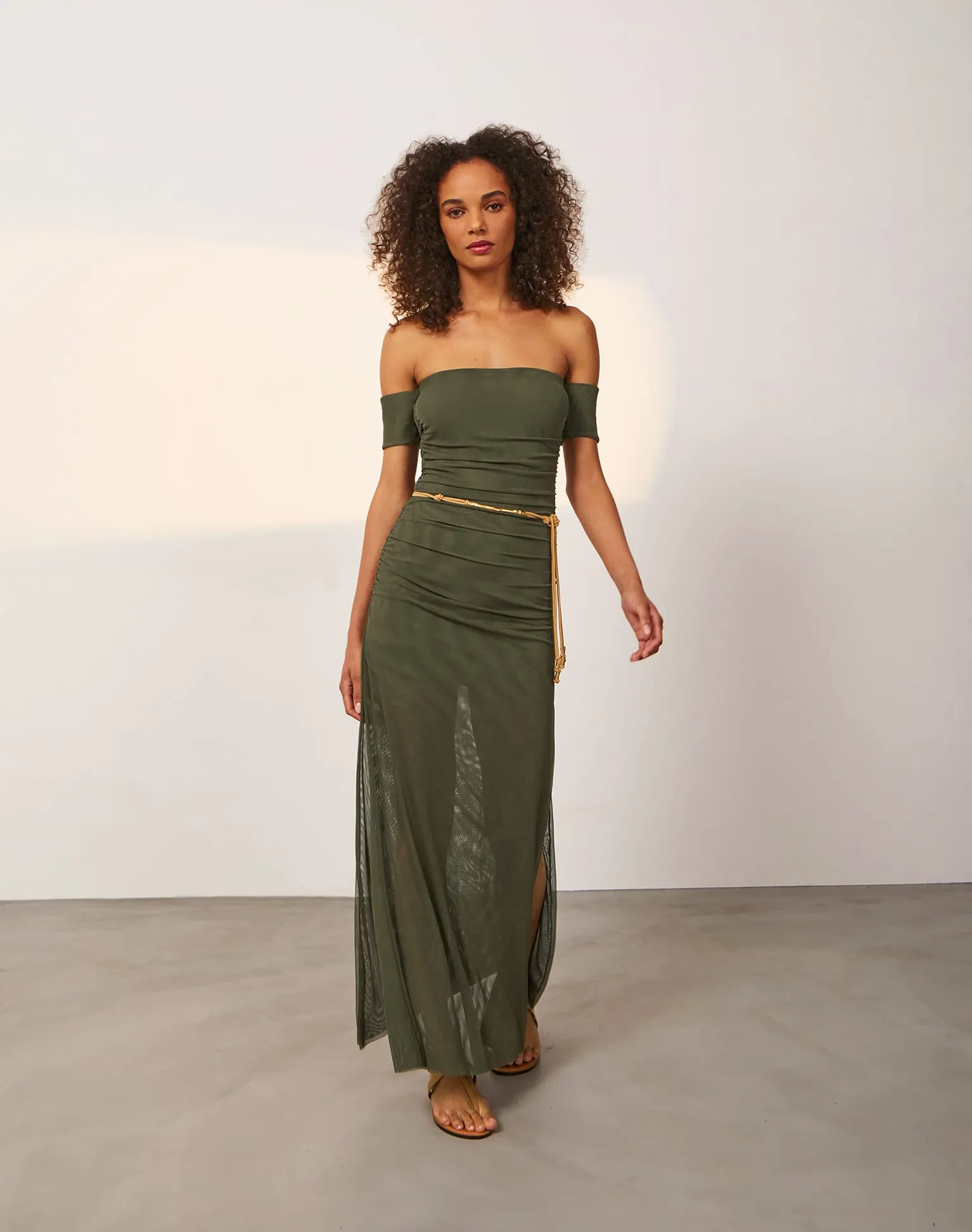 Brine Detail Long Dress - Evergreen