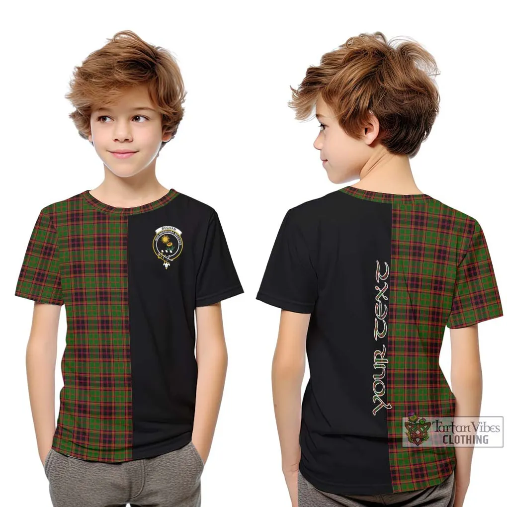 Buchan Tartan Kid T-Shirt with Family Crest and Half Of Me Style