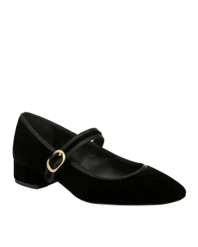 Cade Velvet Mary Jane Ballerina Pump in Black