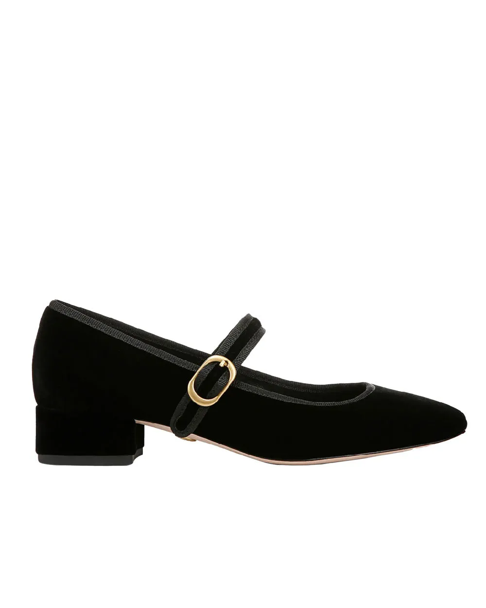 Cade Velvet Mary Jane Ballerina Pump in Black