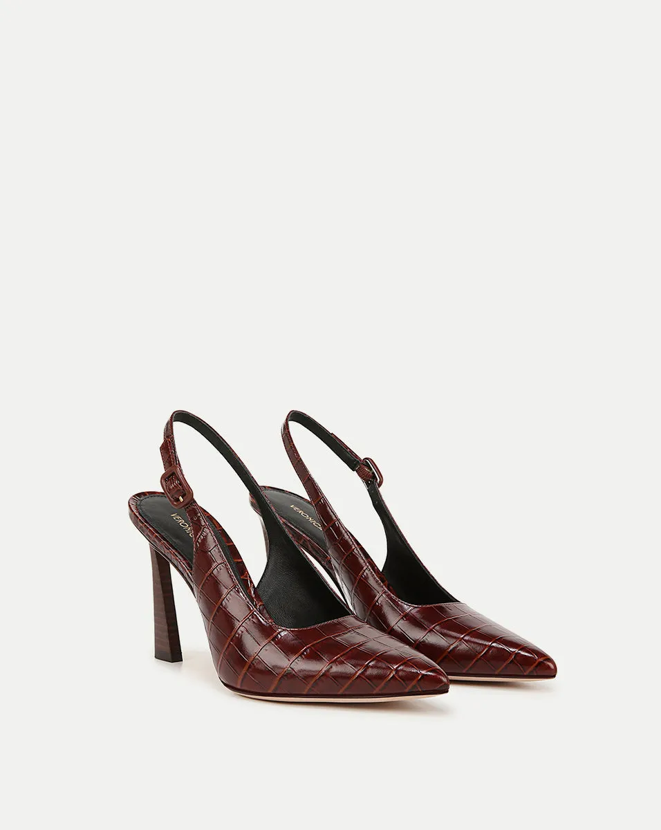 Callie Croc-Embossed Slingback Pump