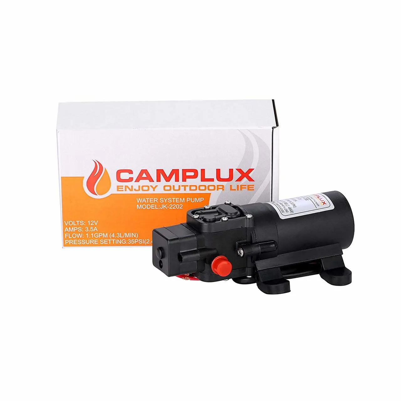 Camplux 12V Water Pump - 35PSI DC 1.2GPM 4.3LPM Diaphragm