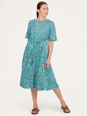 Elegant Chandri Tencel™ Crepe Belted Dress in Midori Green