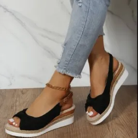 Chic Bow Platform Sandals | Summer Peep Toe Casual Shoes with Buckle