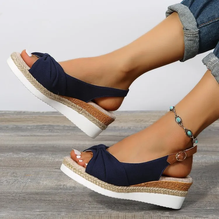 Chic Bow Platform Sandals | Summer Peep Toe Casual Shoes with Buckle