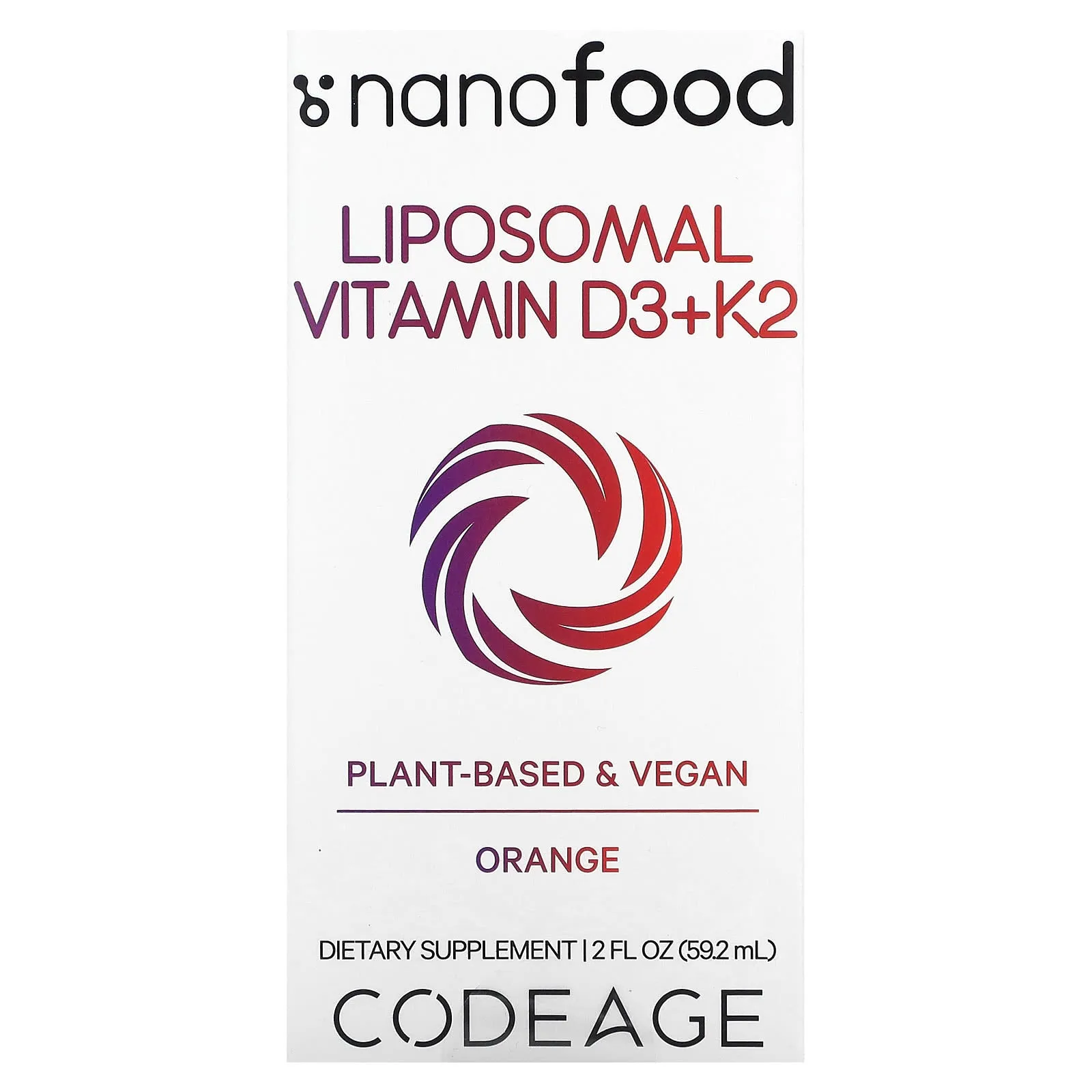 Codeage, Liposomal Vitamin D3 K2, Orange, 2 fl oz (59.2 ml)