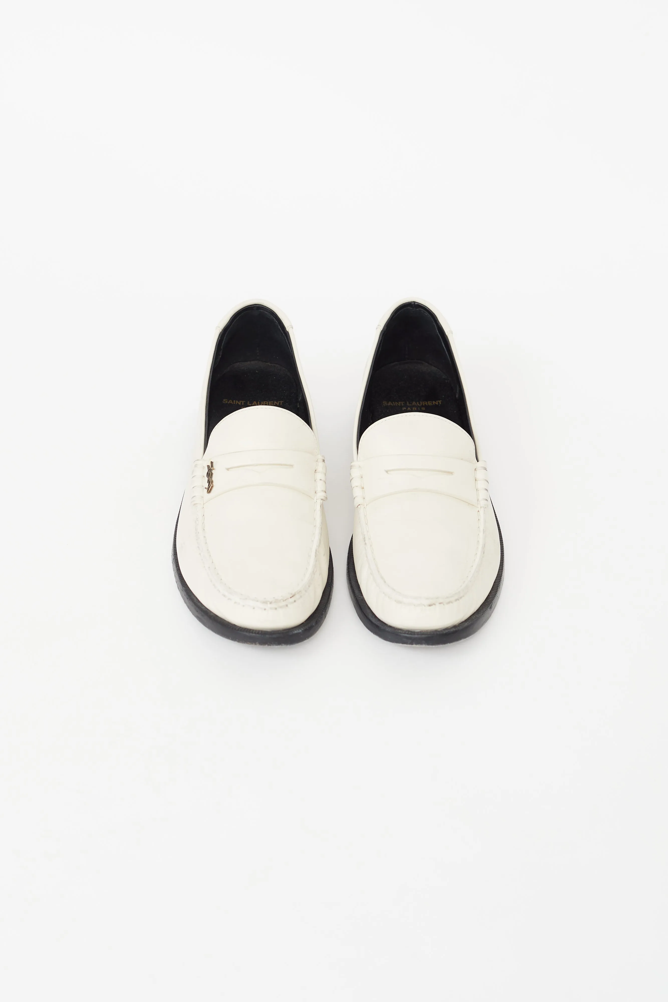 Cream & Black Leather Loafer