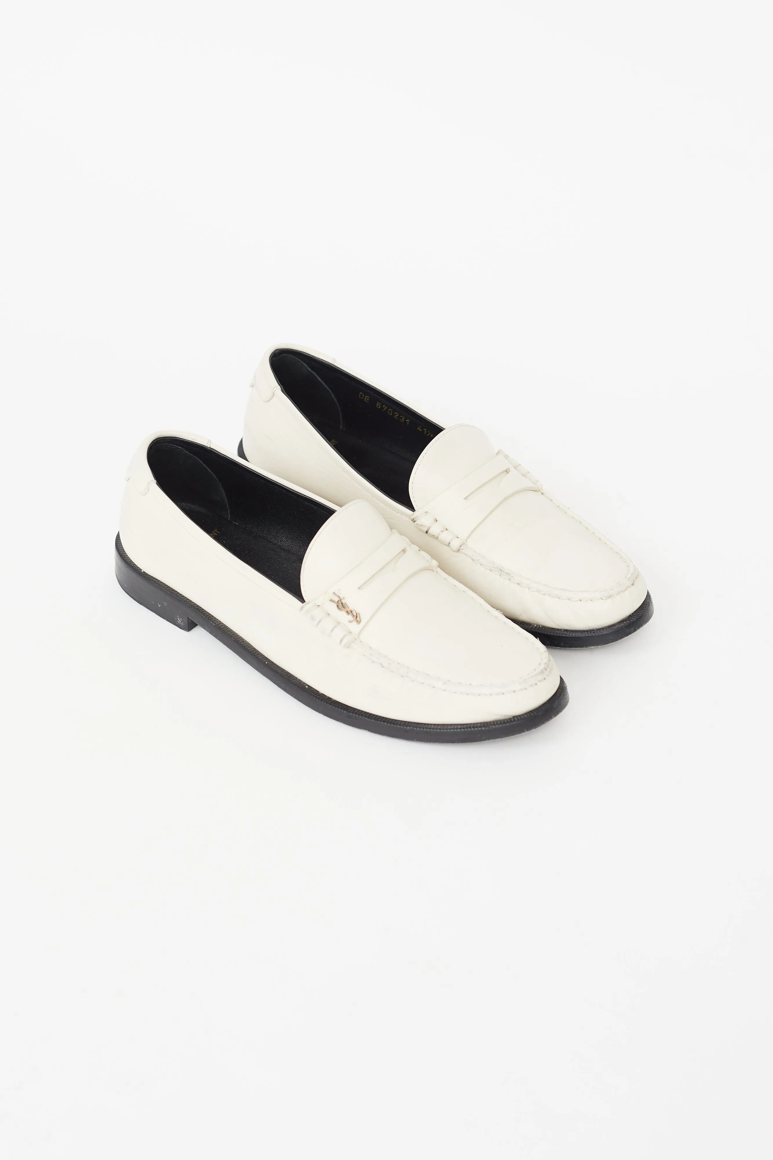 Cream & Black Leather Loafer