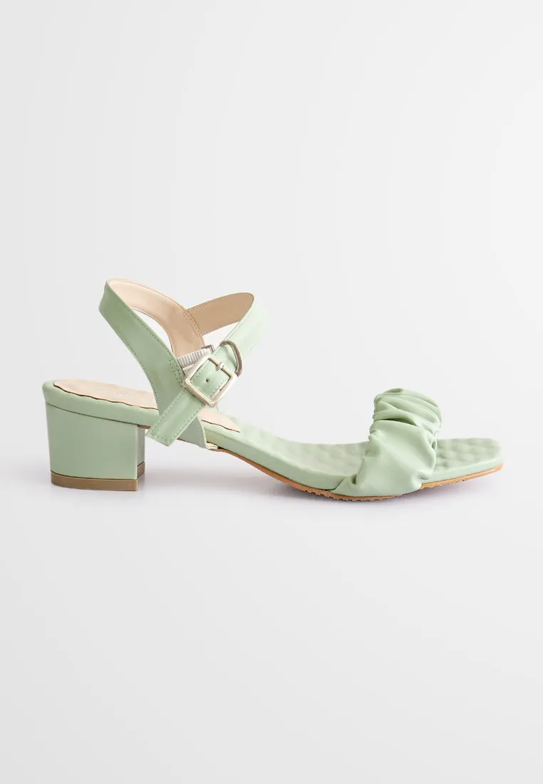 Crisanne Scrunched Easy Wear Strap Heels - Green