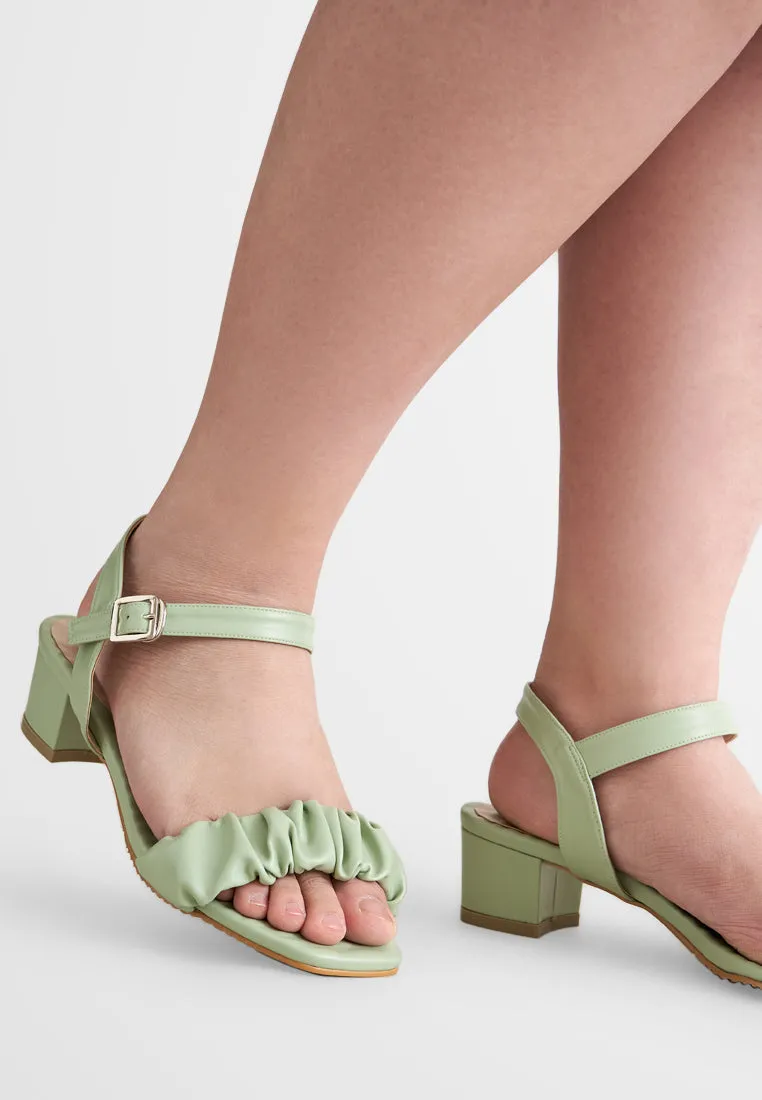 Crisanne Scrunched Easy Wear Strap Heels - Green