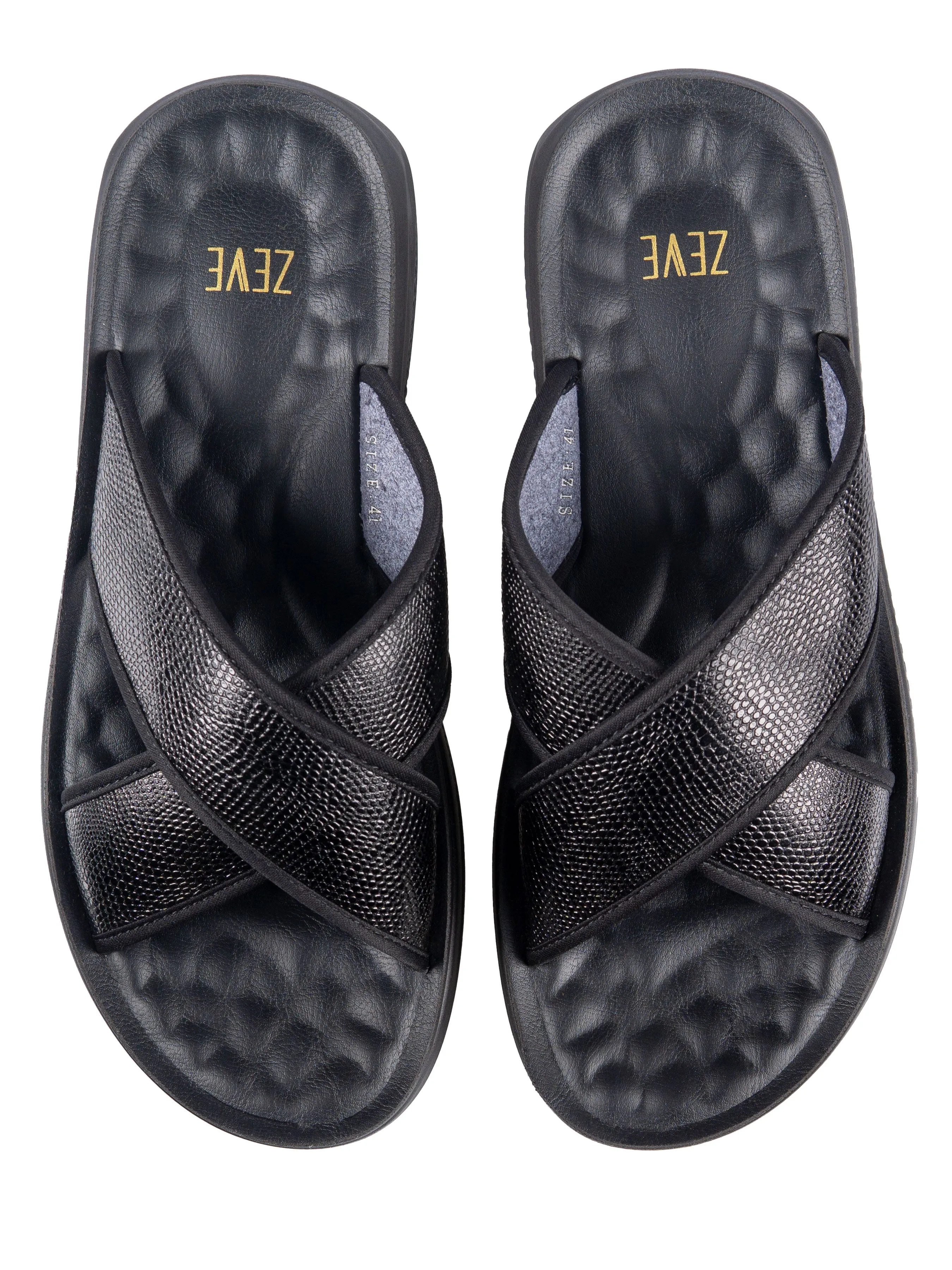 Cross Strap Sandal - Black Python