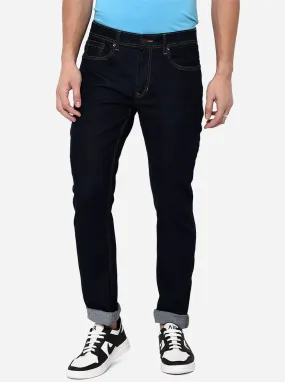 Dark Blue Solid Straight Fit Jeans | Greenfibre