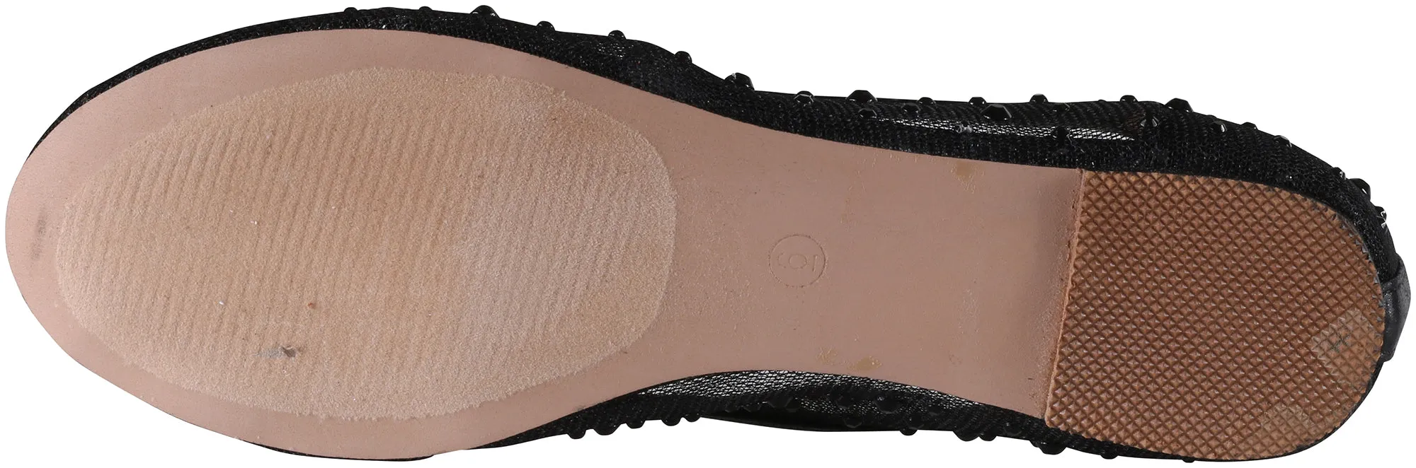 De Blossom Collection Women's Baba-31 Mesh Rhinestone Ballet Flat