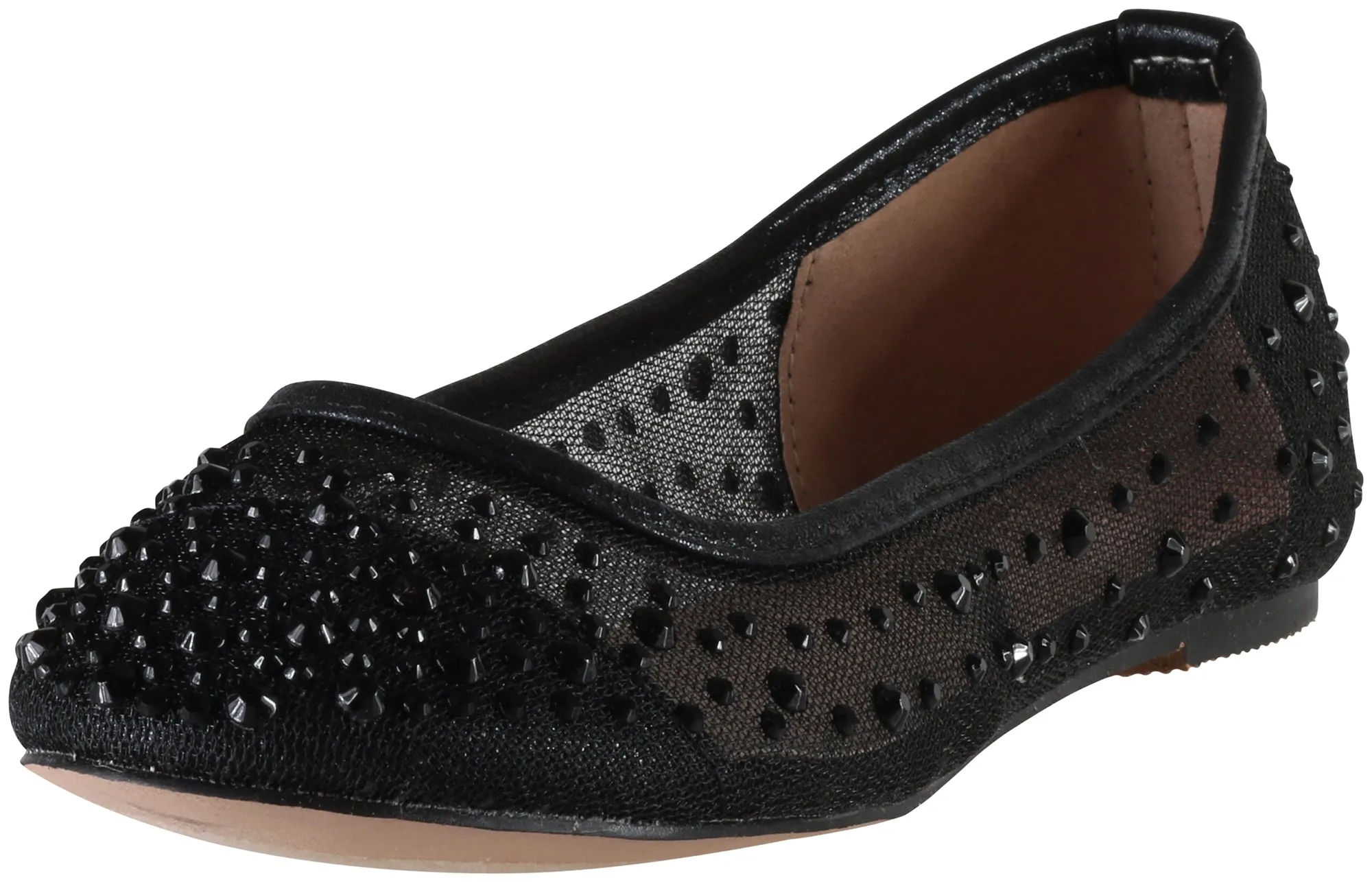 De Blossom Collection Women's Baba-31 Mesh Rhinestone Ballet Flat