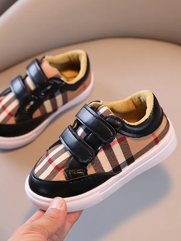 Designer Inspired Plaid Velcro Sneakers by Liv and Mia