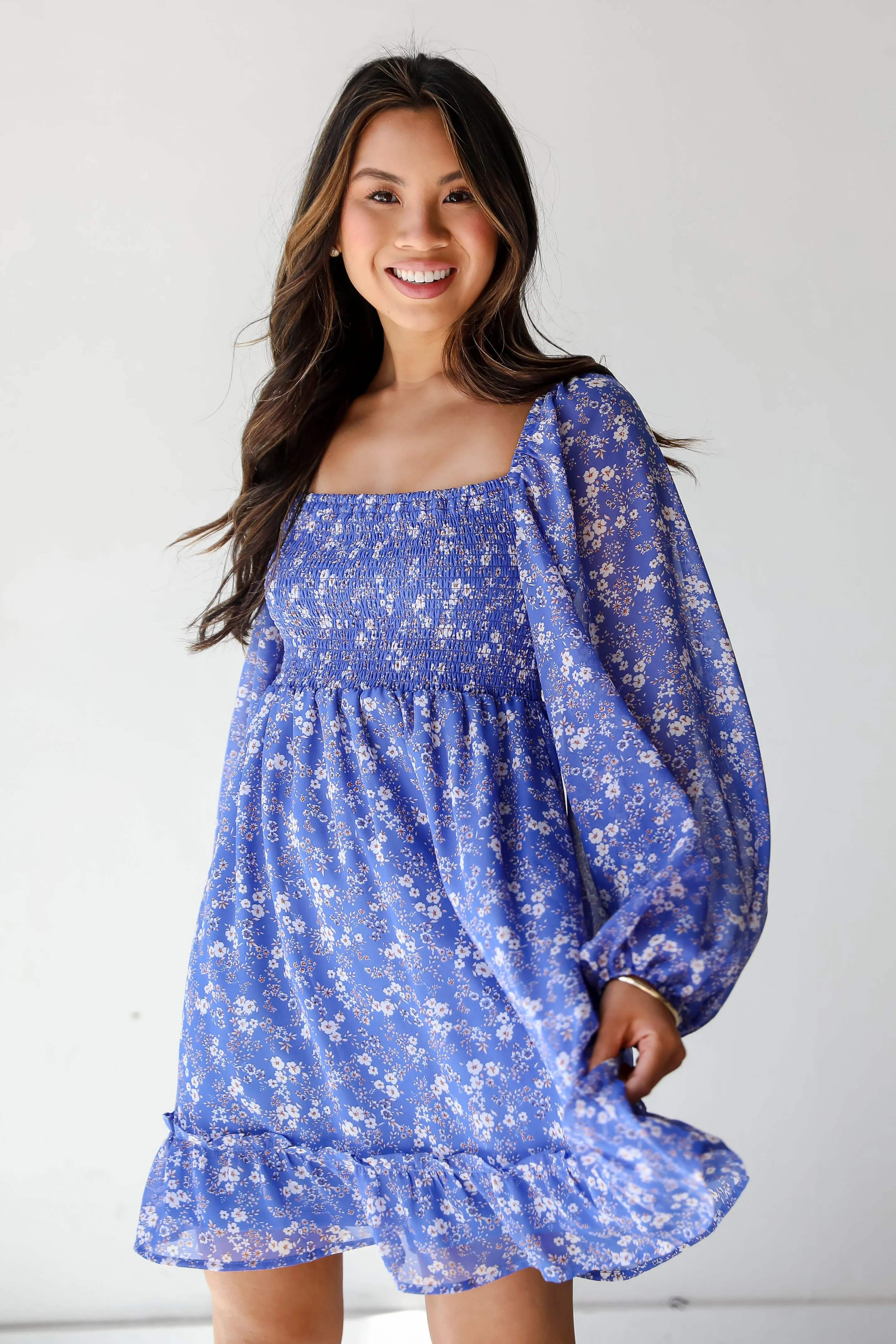 FINAL SALE - Extraordinary Impression Blue Floral Mini Dress