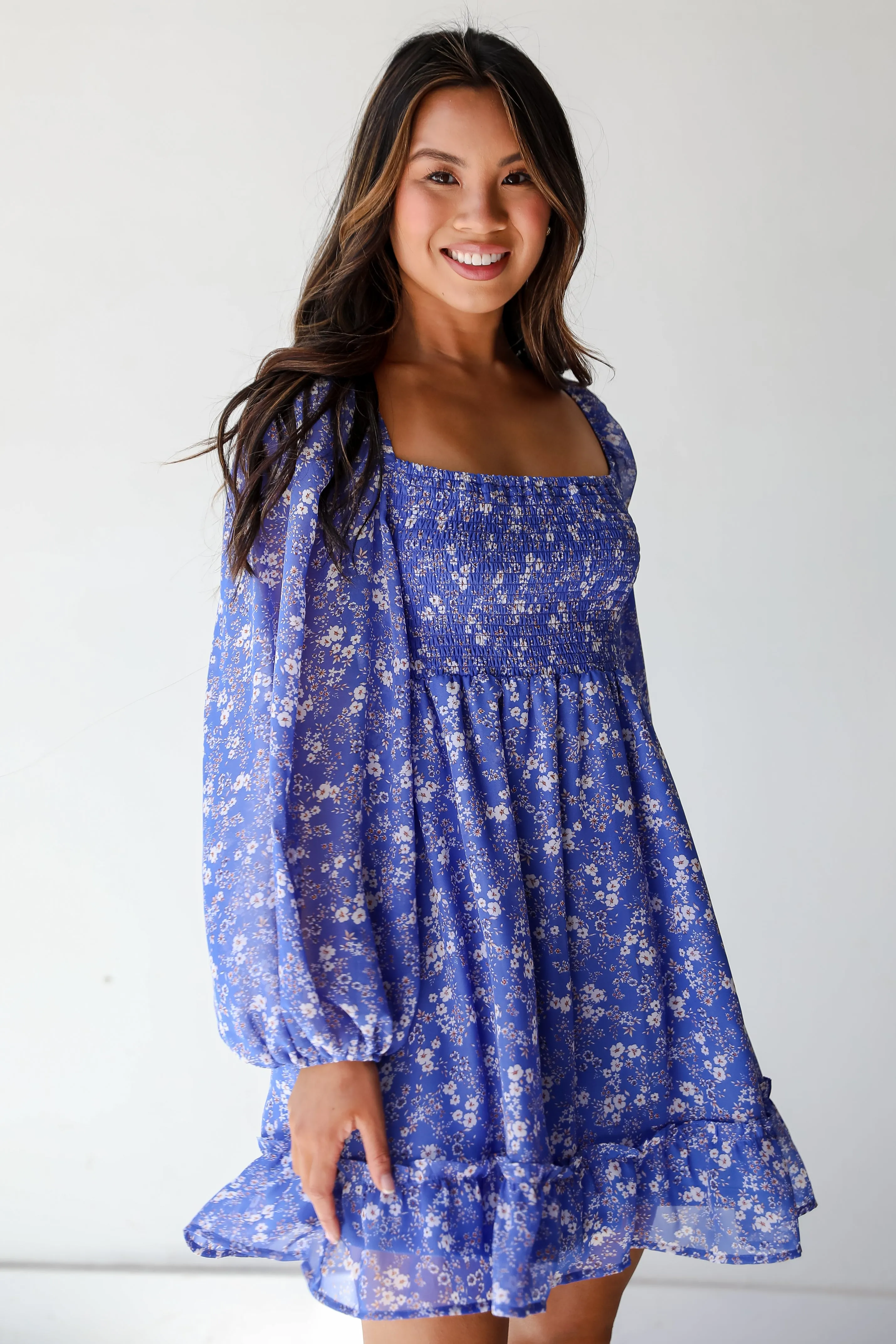 FINAL SALE - Extraordinary Impression Blue Floral Mini Dress