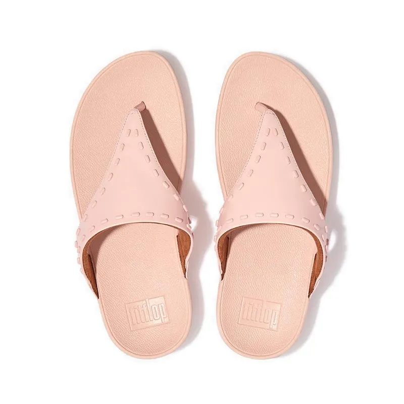 Fitflop Lulu Women's Rubber-stud Leather Toe-Post Sandals - Pink Salt