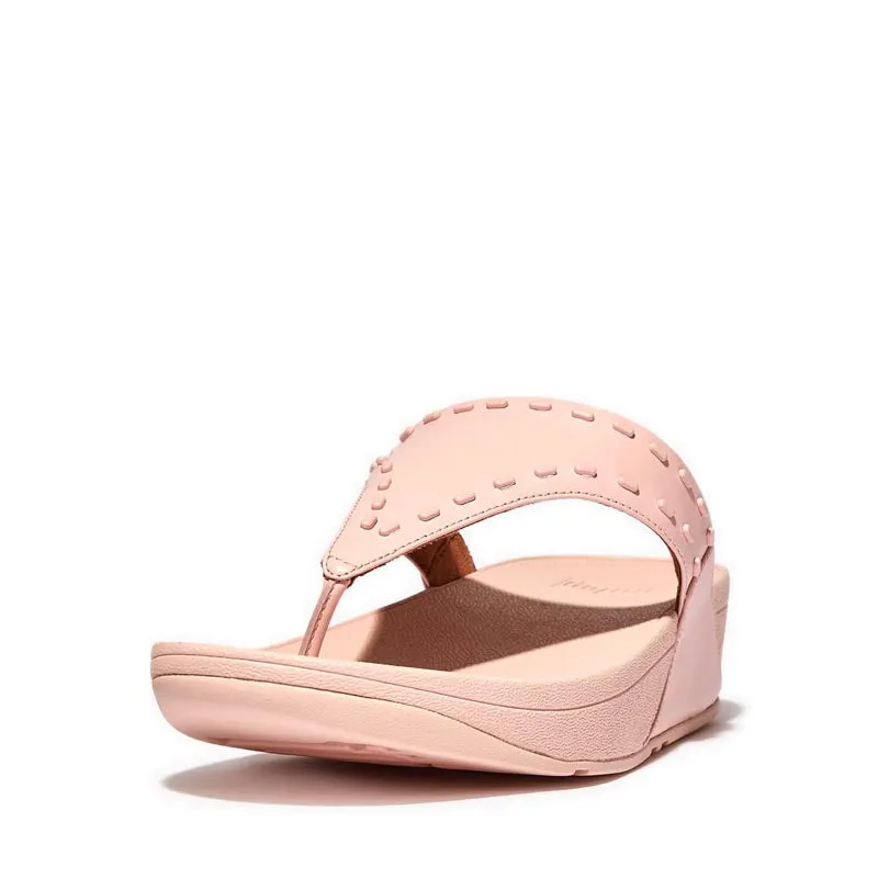 Fitflop Lulu Women's Rubber-stud Leather Toe-Post Sandals - Pink Salt