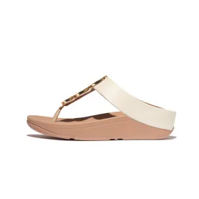 Fitflop Women Fino Resin-Hoop Leather Toe-Post Sandals |IB8-A99| Paris Beige