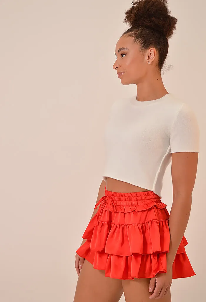 Georgina Ruffle Skort-Red