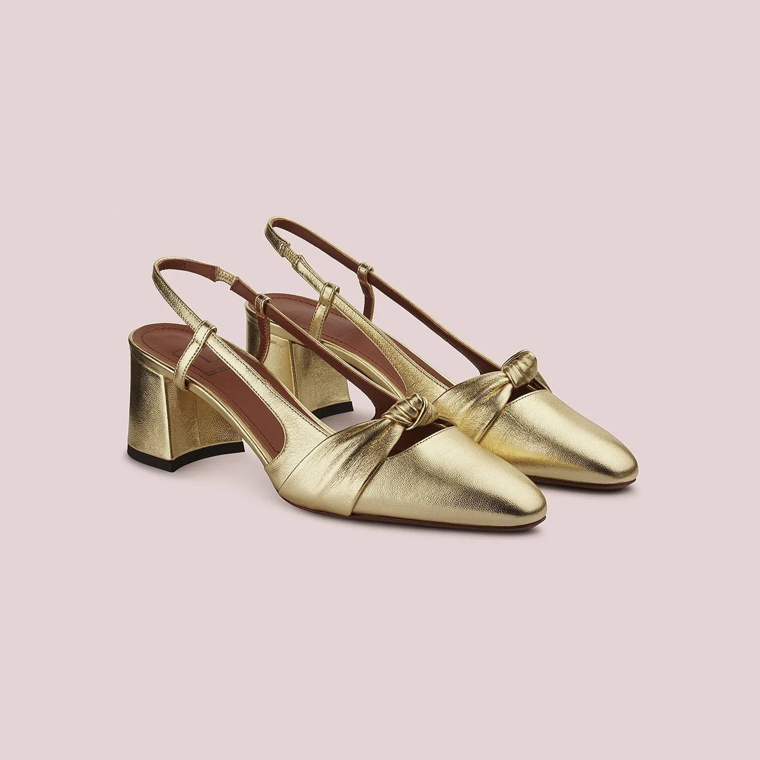 Gold Leather Slingback Shoes