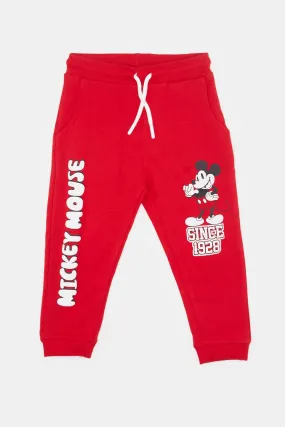 Infant Boys Red Mickey Mouse Jogger Pants