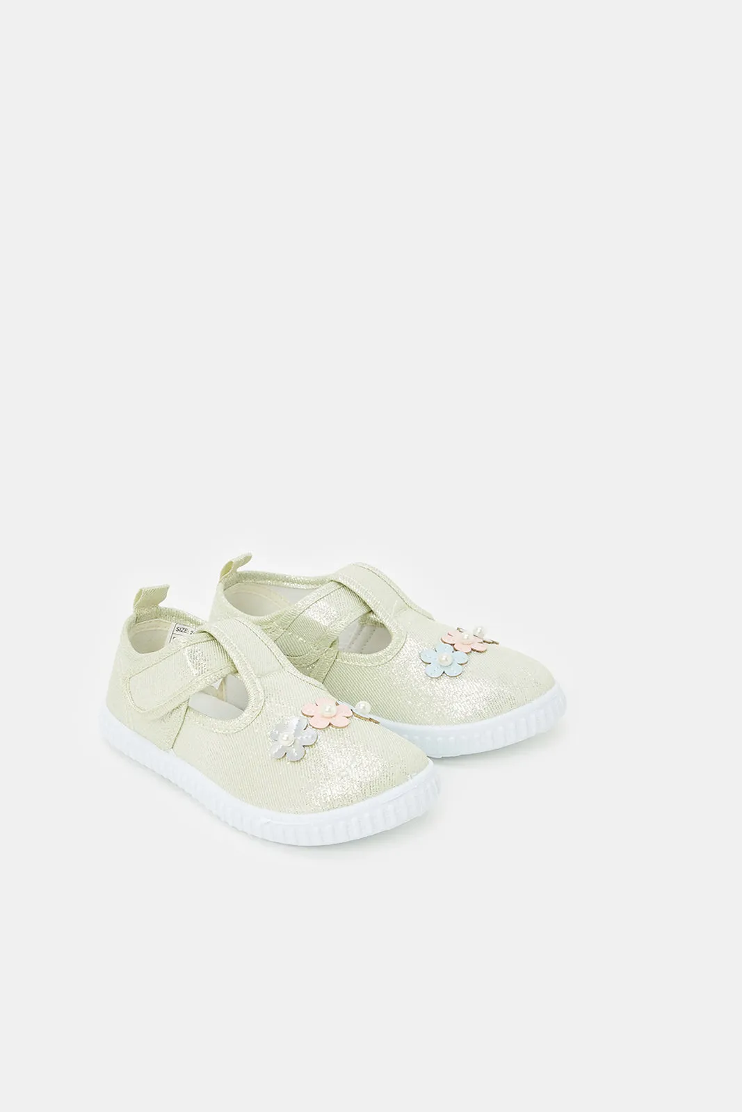 Infant Girls Beige Floral Pumps