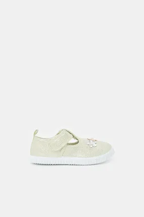 Infant Girls Beige Floral Pumps