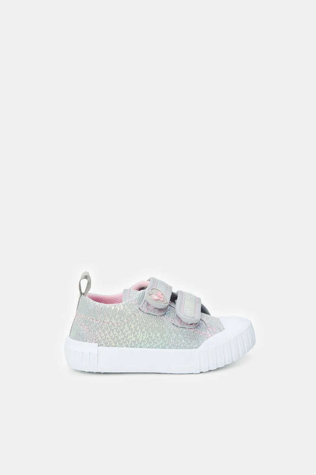 Infant Girls Grey Velcro Pumps