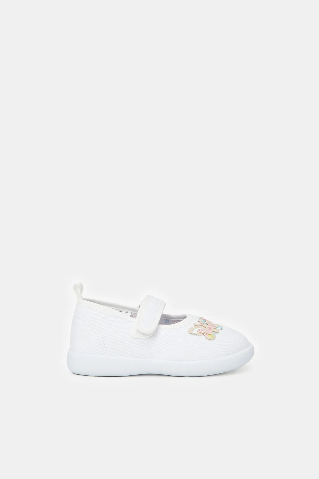 Infant Girls White Butterfly Pump