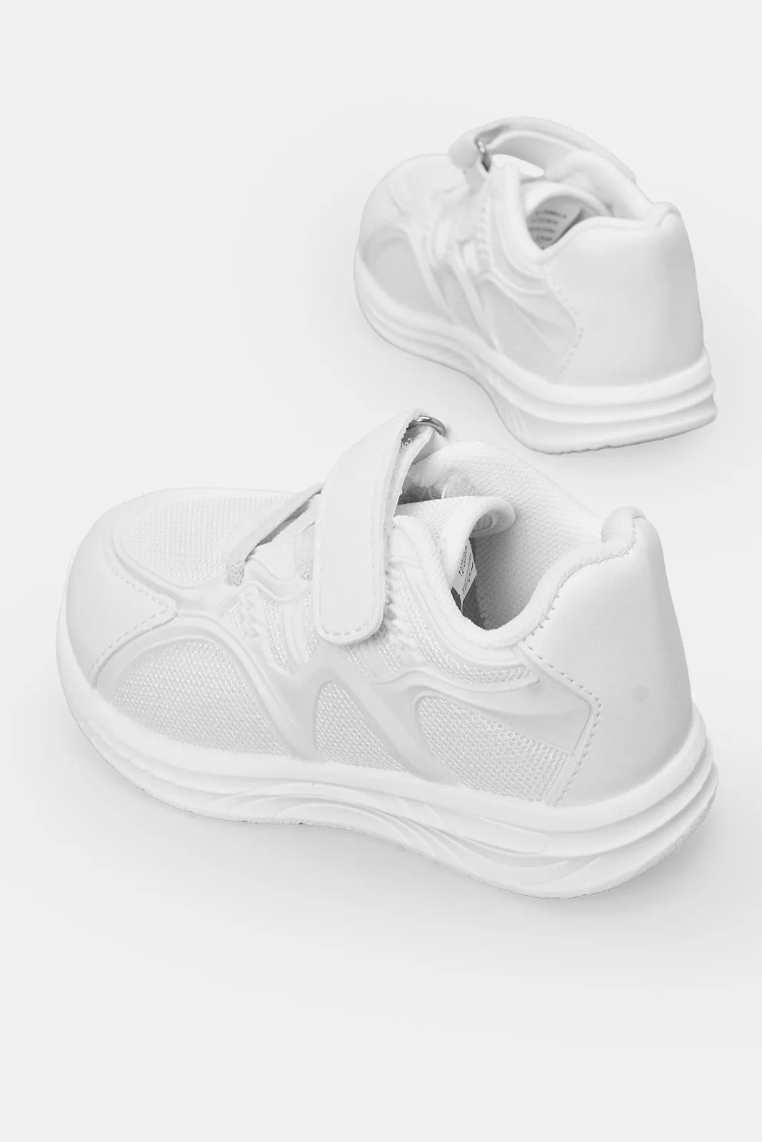 Infant Girls White Velcro Pumps