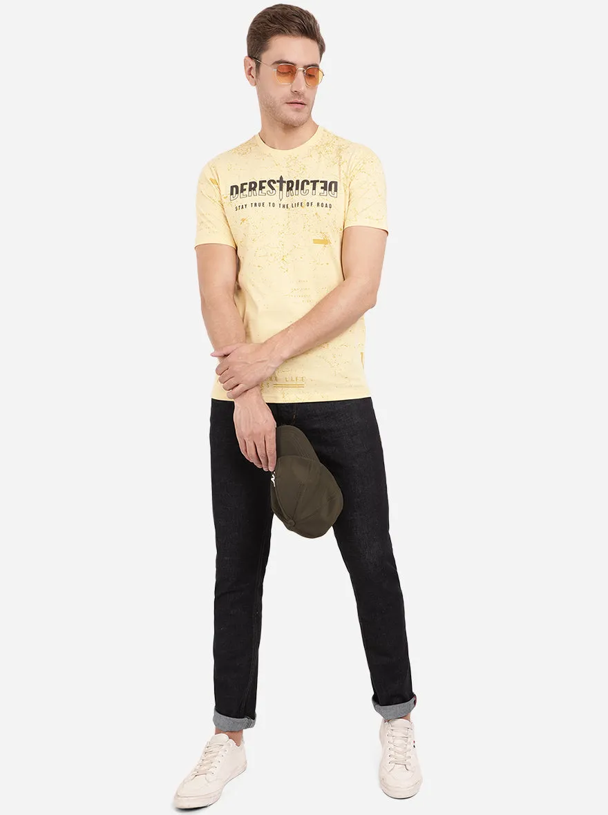 Italian Cream Printed Slim Fit T-Shirt | Greenfibre