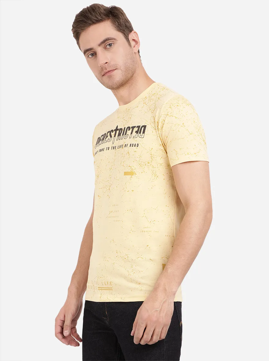 Italian Cream Printed Slim Fit T-Shirt | Greenfibre