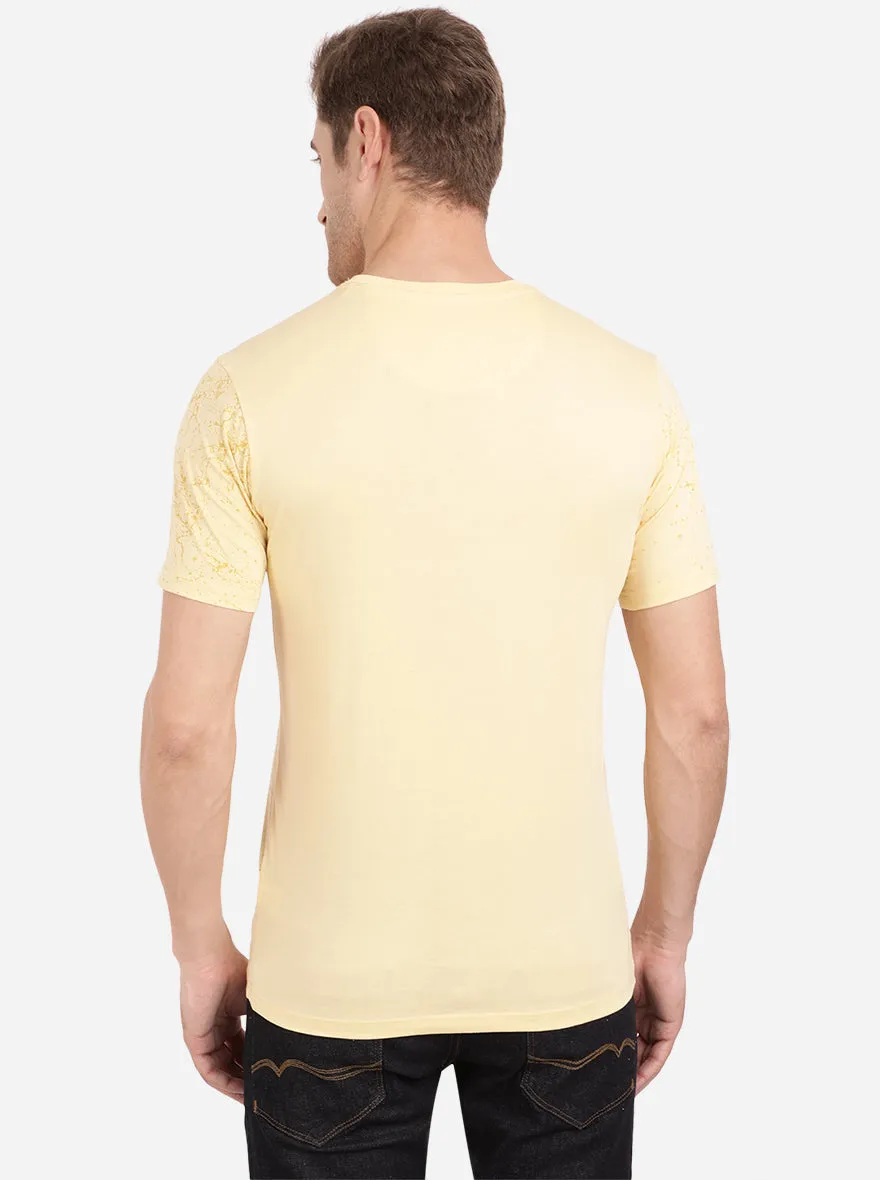 Italian Cream Printed Slim Fit T-Shirt | Greenfibre