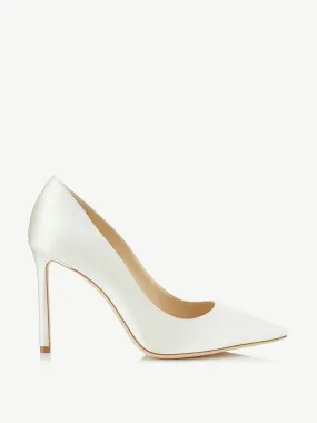 Ivory satin pointy toe pumps