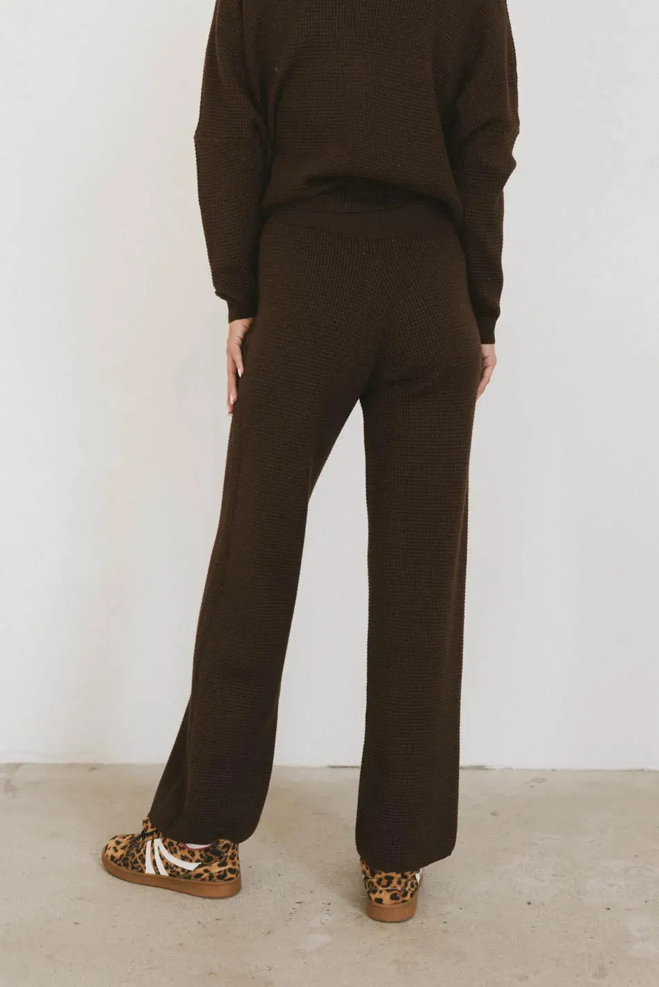 Jesse Waffle Knit Pants in Brown