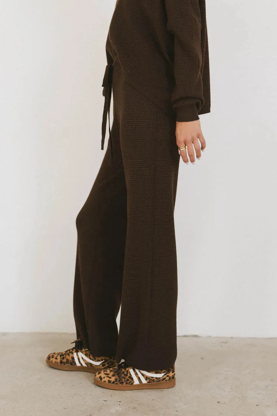 Jesse Waffle Knit Pants in Brown