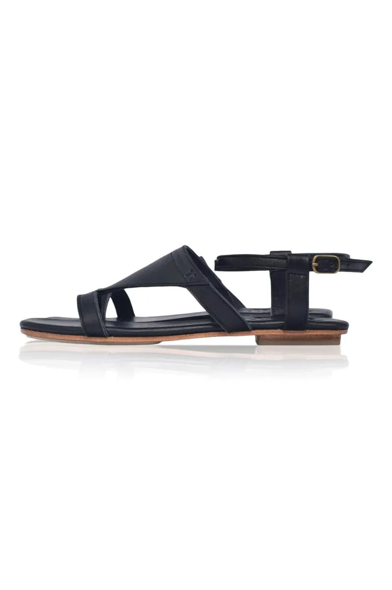 Kanvaz Ankle Strap Sandals in Black