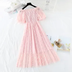 Kawaii Daisy Puff Sleeve Summer Dress - S - XL