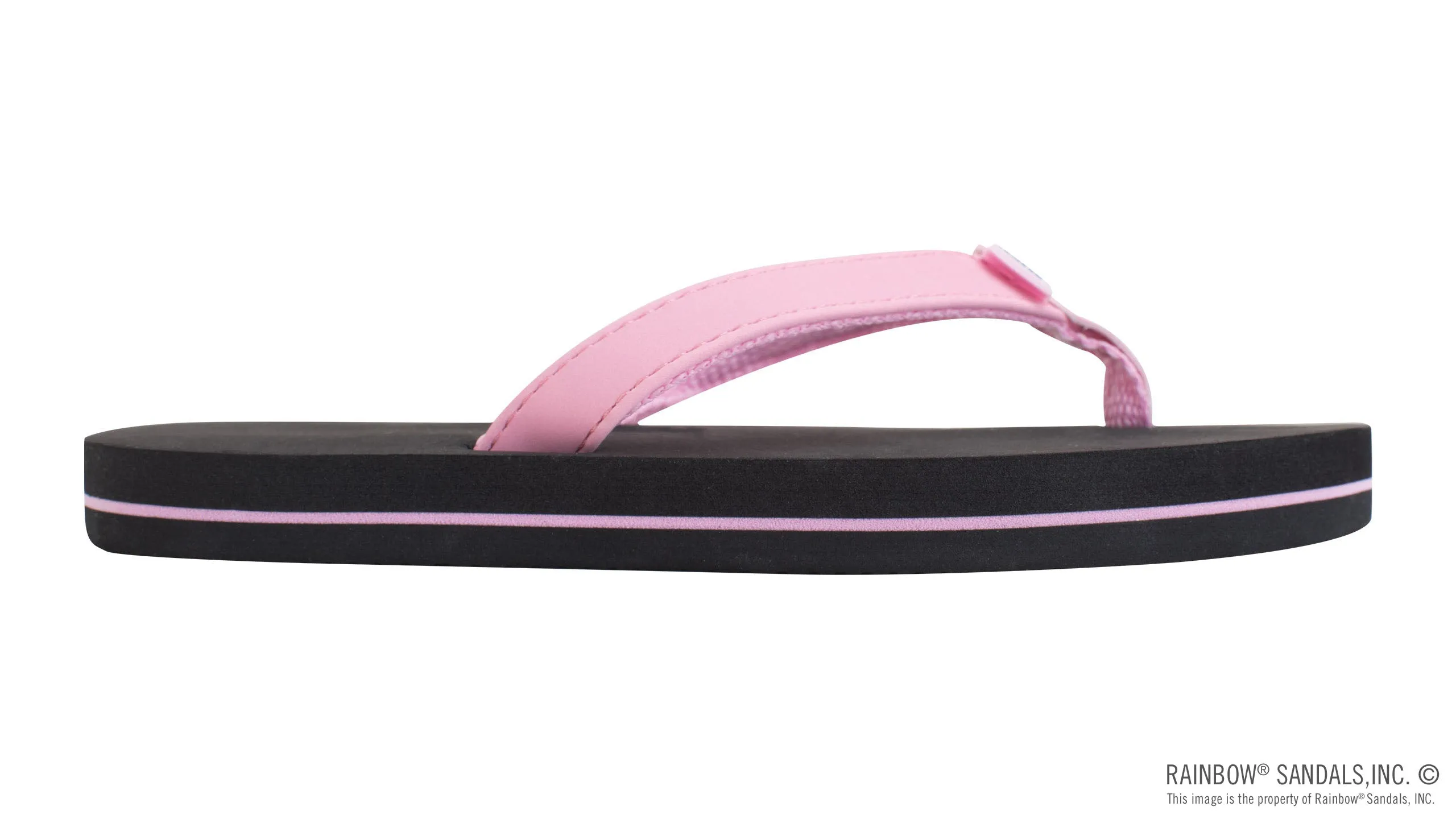 Kids Grombow - Soft Rubber Top Sole with 1/2" Narrow Strap and Pin line in Pink