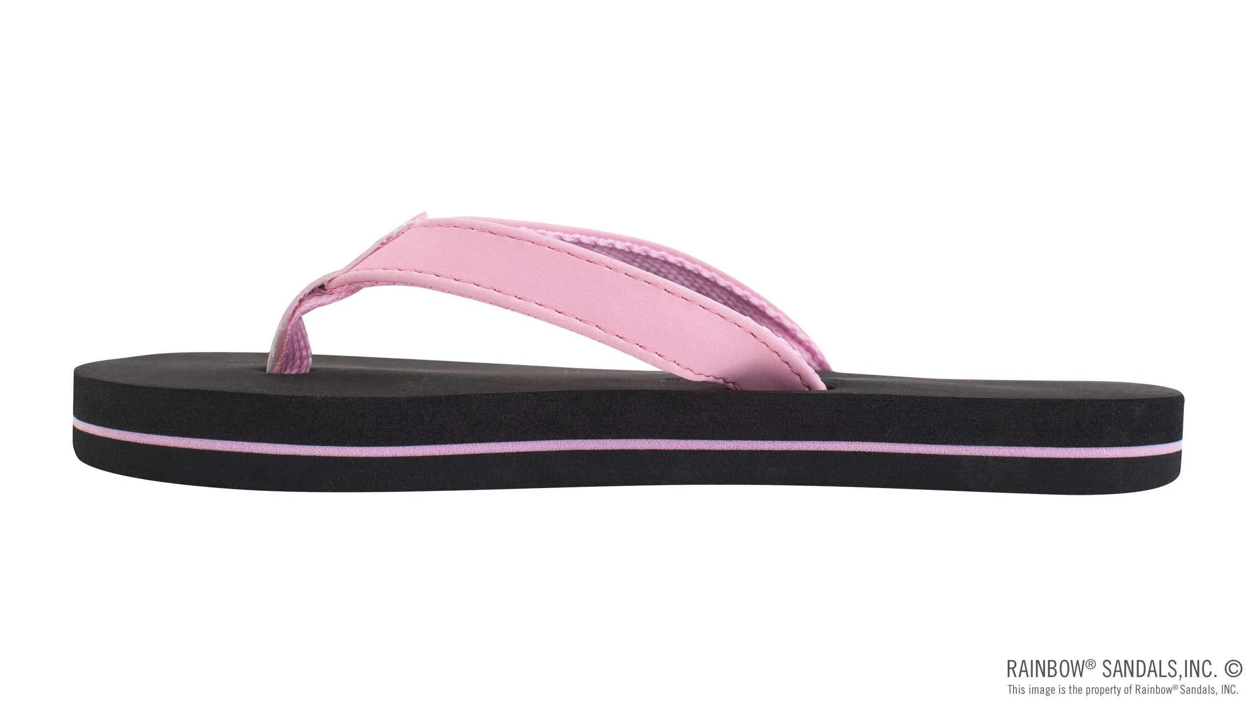 Kids Grombow - Soft Rubber Top Sole with 1/2" Narrow Strap and Pin line in Pink