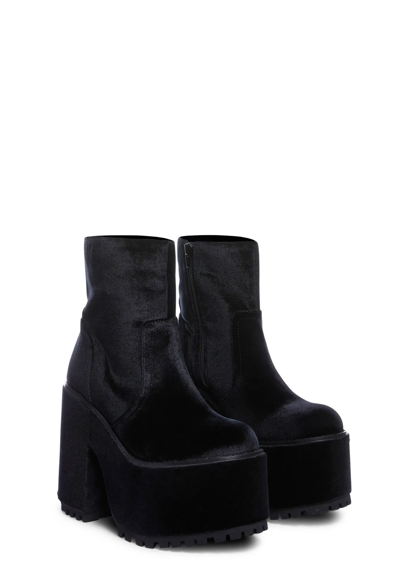 Krush Velvet Platform Boots - Black