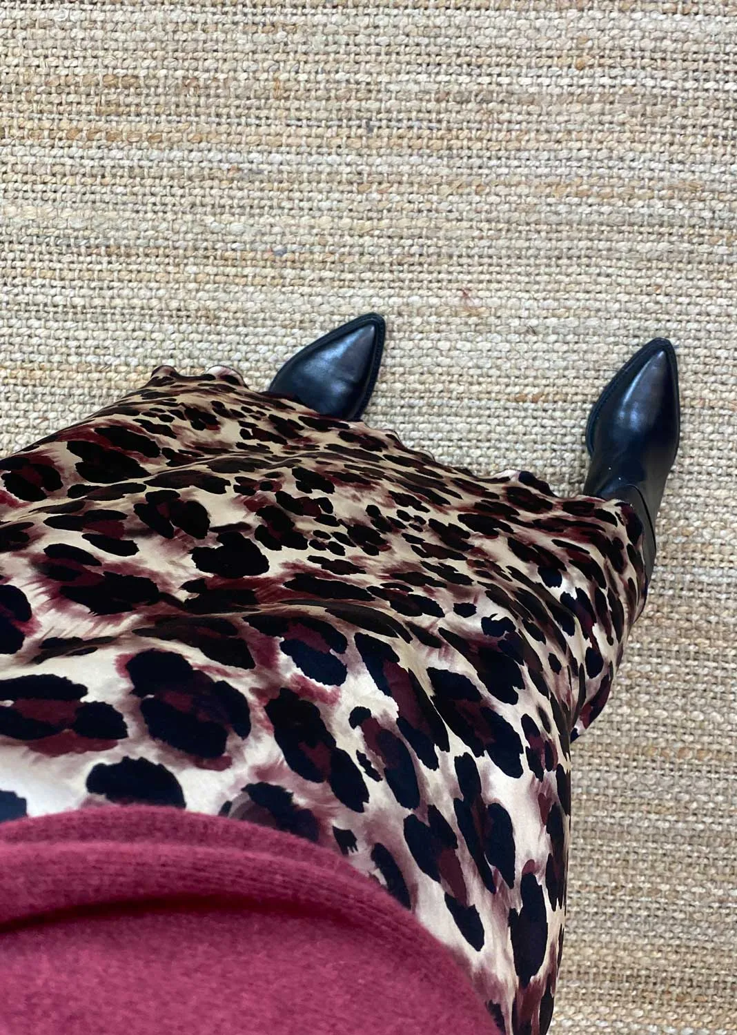 Kyra Silk Leopard Skirt in Burgundy