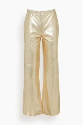 Laminated Leather Palazzo Pants in Stardust