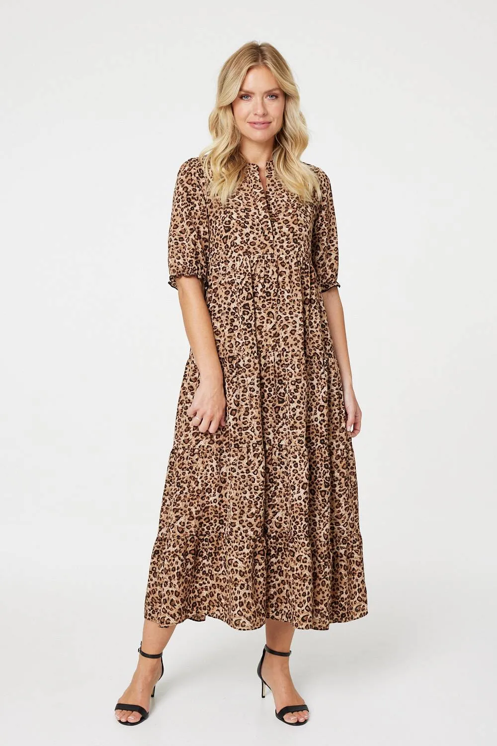 Leopard Print Tiered Maxi Dress